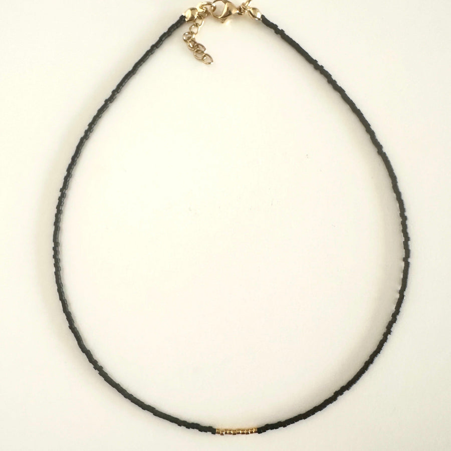 Miyuki Necklace - Black Mat Gold