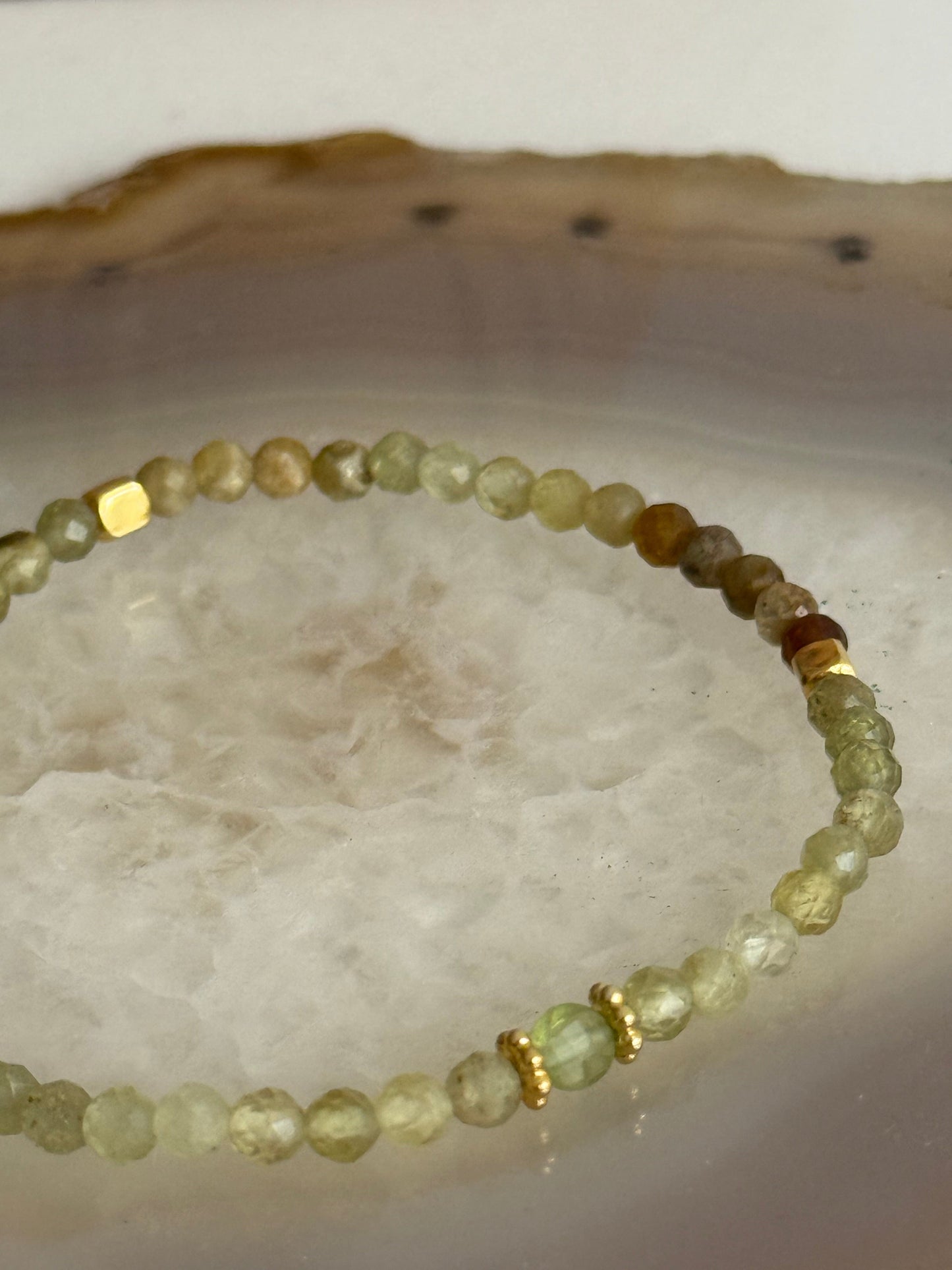Peridot faceted stones Bracelet (Gold Vermeil)