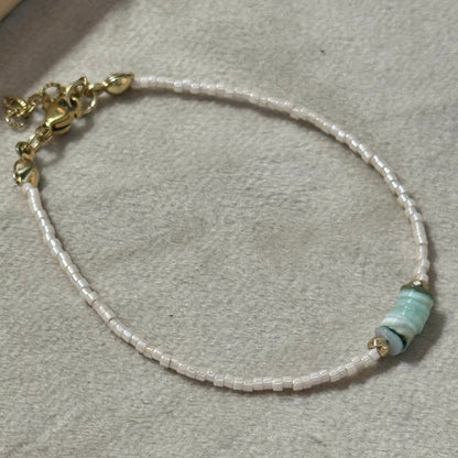 Miyuki Bracelet - Pink Gold - Blue Shell