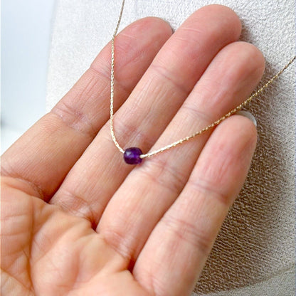 Amethyst Gold Necklace (February's Birthstone)<br> Minimalist square