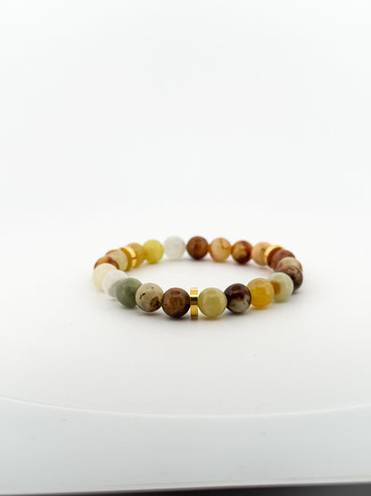 Jade Colourful Gold Disks Bracelet 8mm