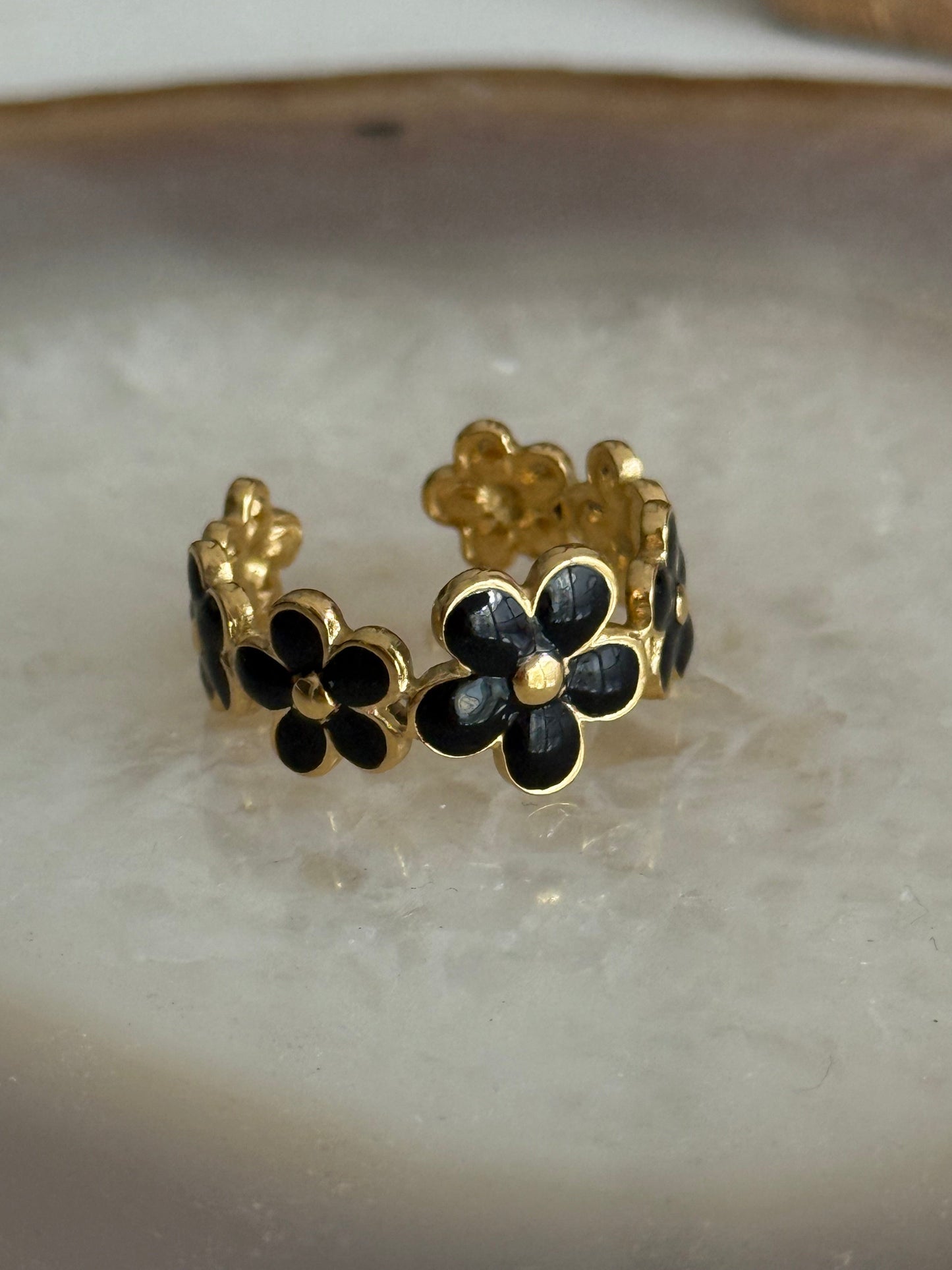 Flower Gold Ring Enamel
