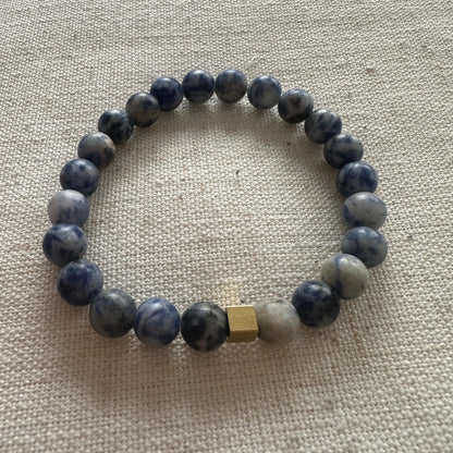 Sodalite bracelet Gold plated square