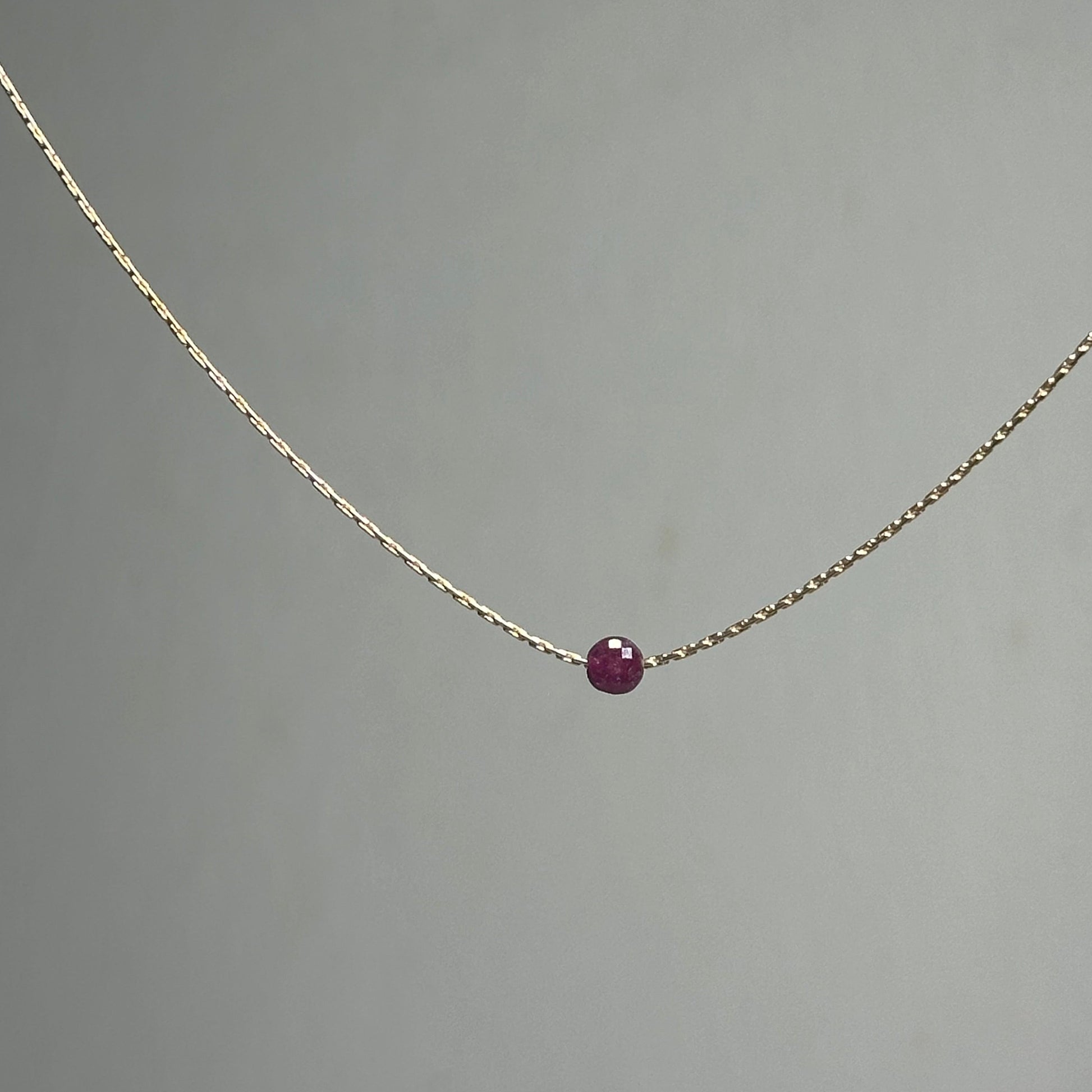 Ruby Gold Necklace (July's Birthstone)<br> Minimalist