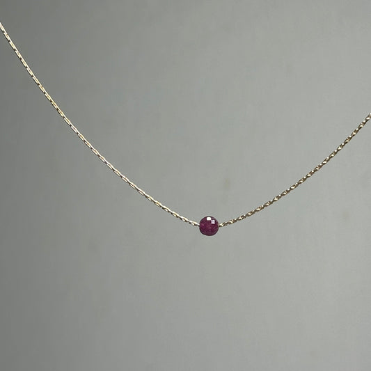 Ruby Gold Necklace (July's Birthstone)<br> Minimalist
