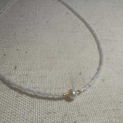 Miyuki Necklace - White Ivory Gold Pearl