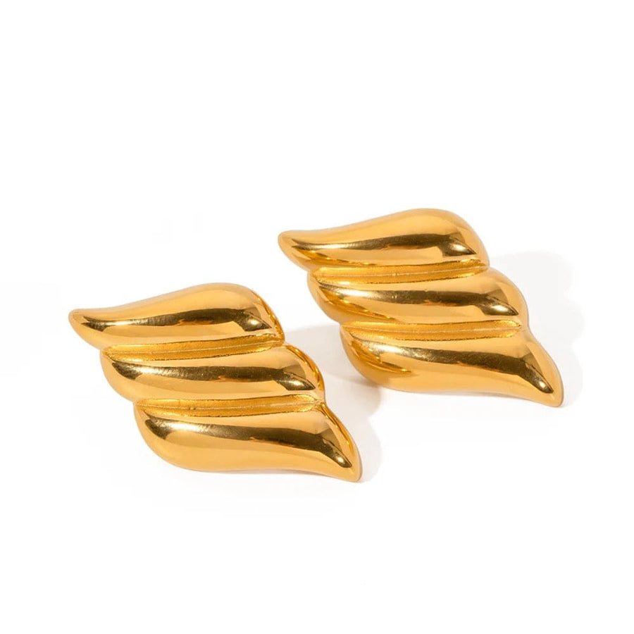 Wave Gold Button Earrings
