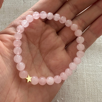 Rose quartz Bracelet Star Gold