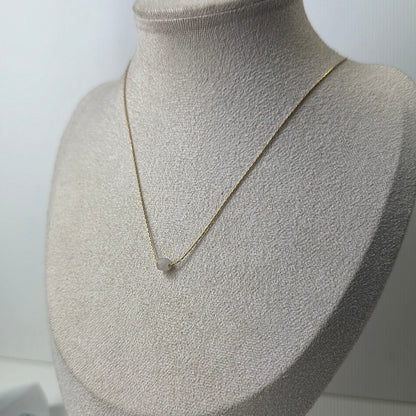 Rose Quartz Gold Necklace (June Birthstone) <br> Minimalist Square