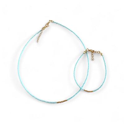 Miyuki Necklace - Sky Blue Gold