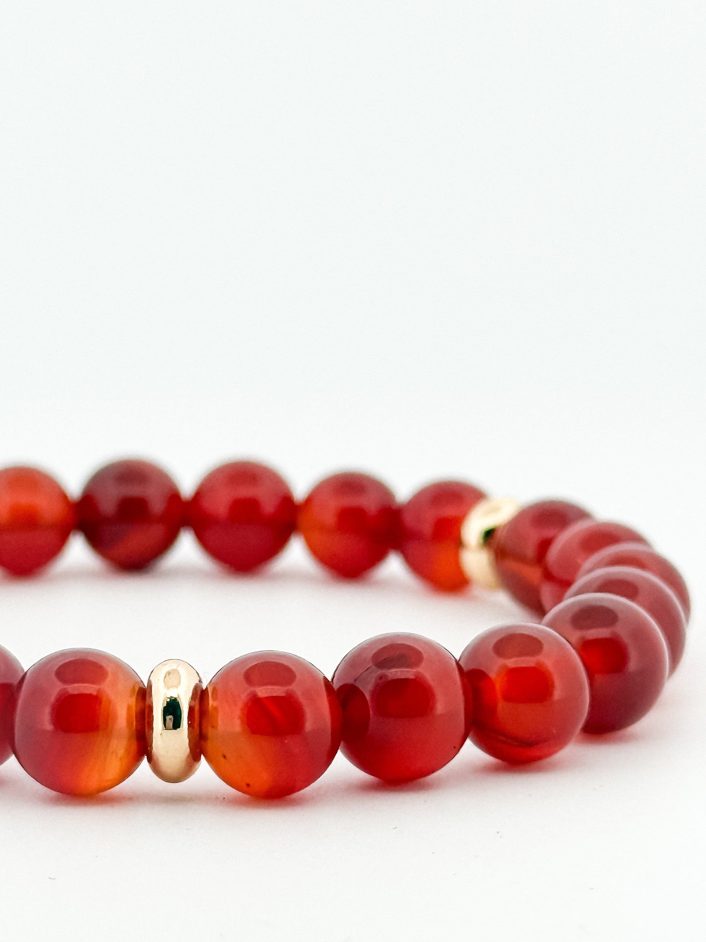 Carnelian Bracelet Gold Disks 8mm