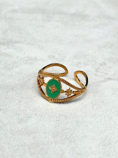 Cross Enamel Gold Ring