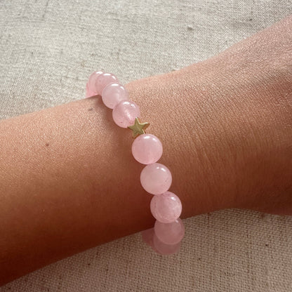 Rose Quartz Bracelet Gold Star | Mi Cielo London