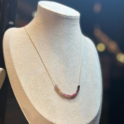 Pink Tourmaline Necklace Gold filled 14k, shaded | Mi Cielo London