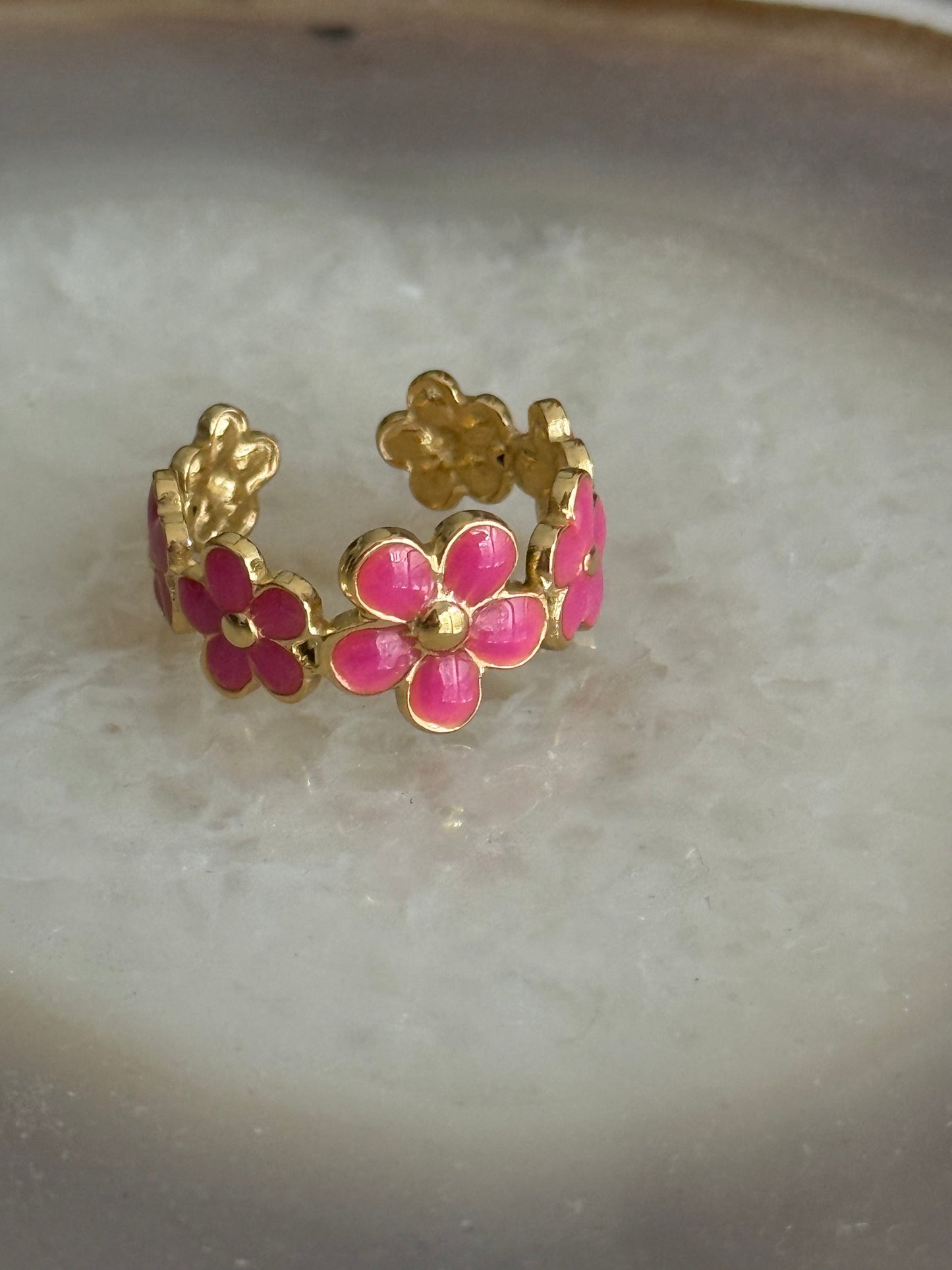 Flower Gold Ring Enamel