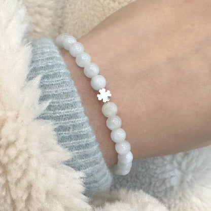 Jade Bracelet 6mm Clover Gold