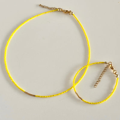 Miyuki Necklace - Yellow Lemon & Gold