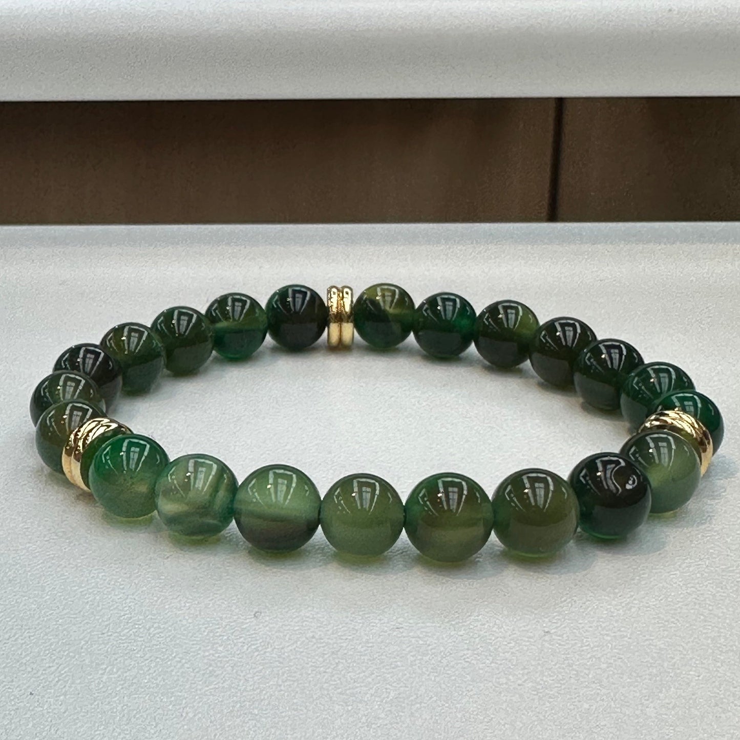 Green Agate Duo Disk Bracelet
