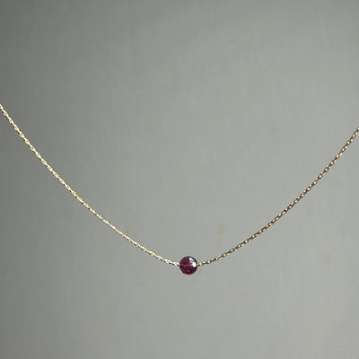 Garnet Gold Necklace (January's Birthstone) <br> Minimalist