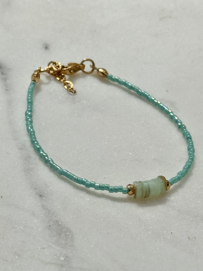 Miyuki Bracelet - Turquoise Blue Gold - Blue Shell