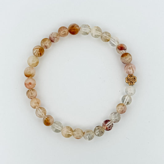 Citrine stone Bracelet Gold Clover 6mm