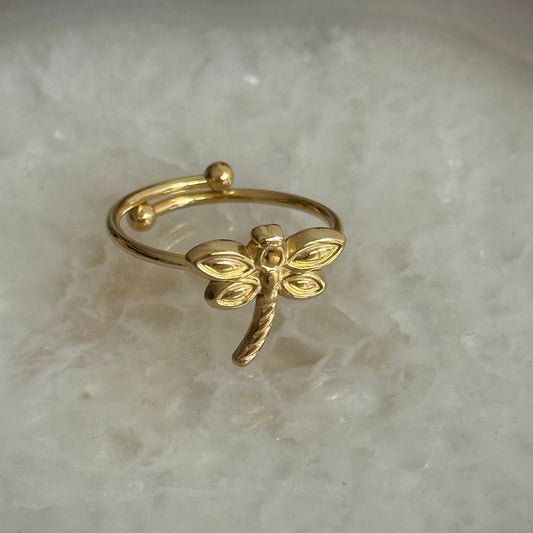 Caribe Dragonfly Gold Ring