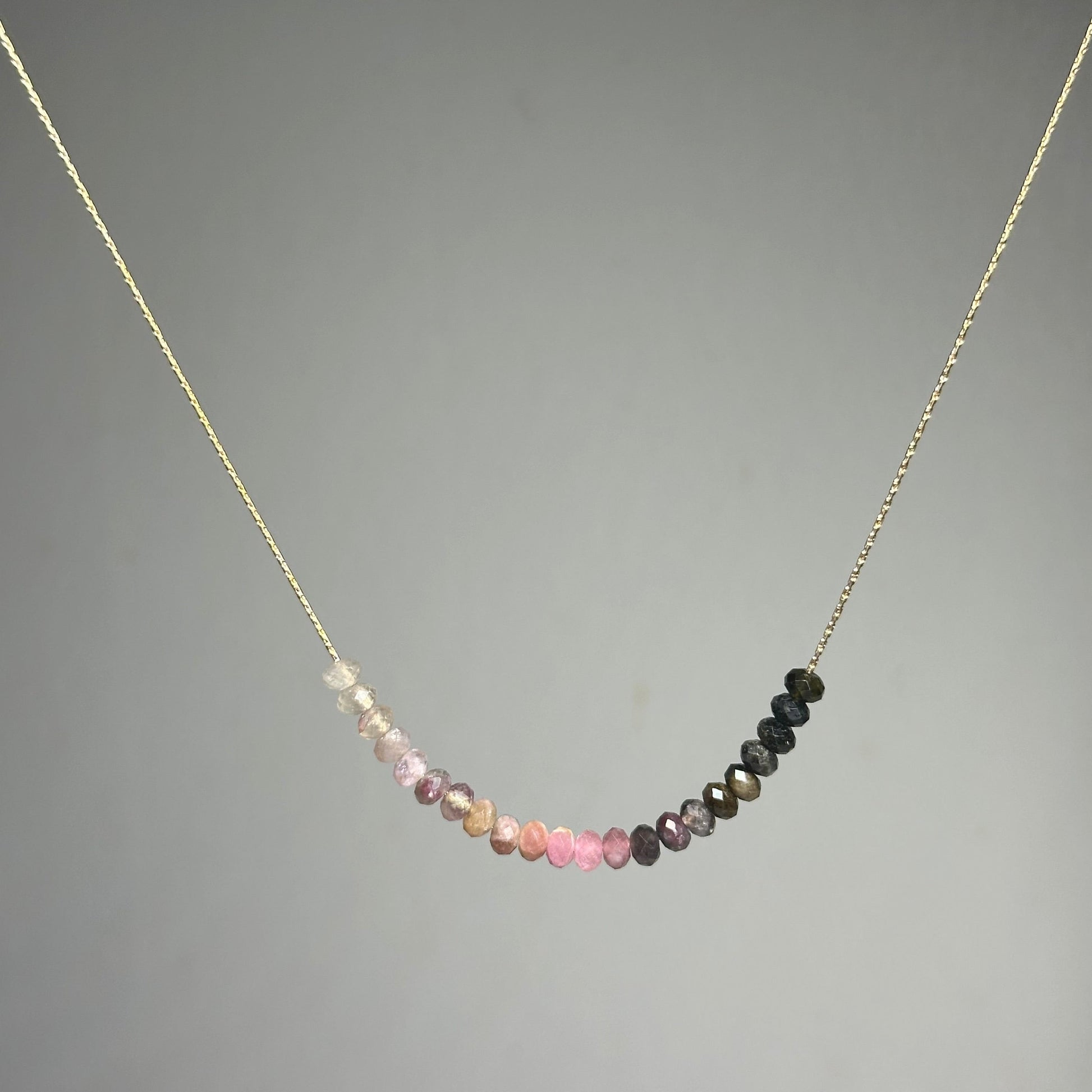 Pink Tourmaline Necklace Gold filled 14k