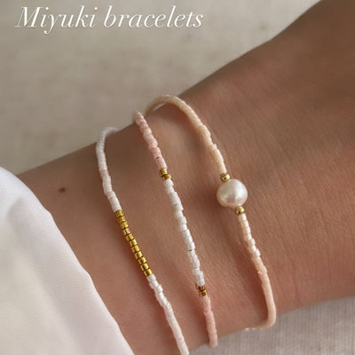 Miyuki Bracelet - Light pink, Ivory, Cafe