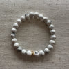 White Howlite Bracelet - Gold plated disk