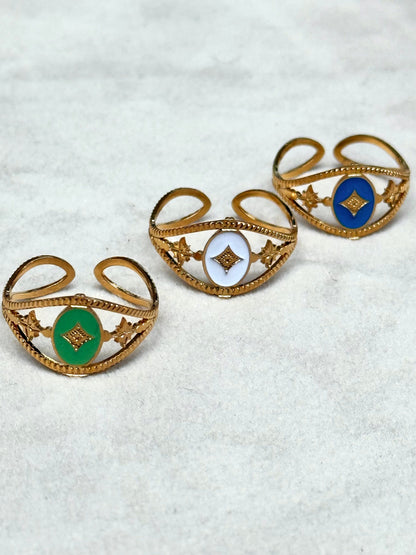 Cross Enamel Gold Ring