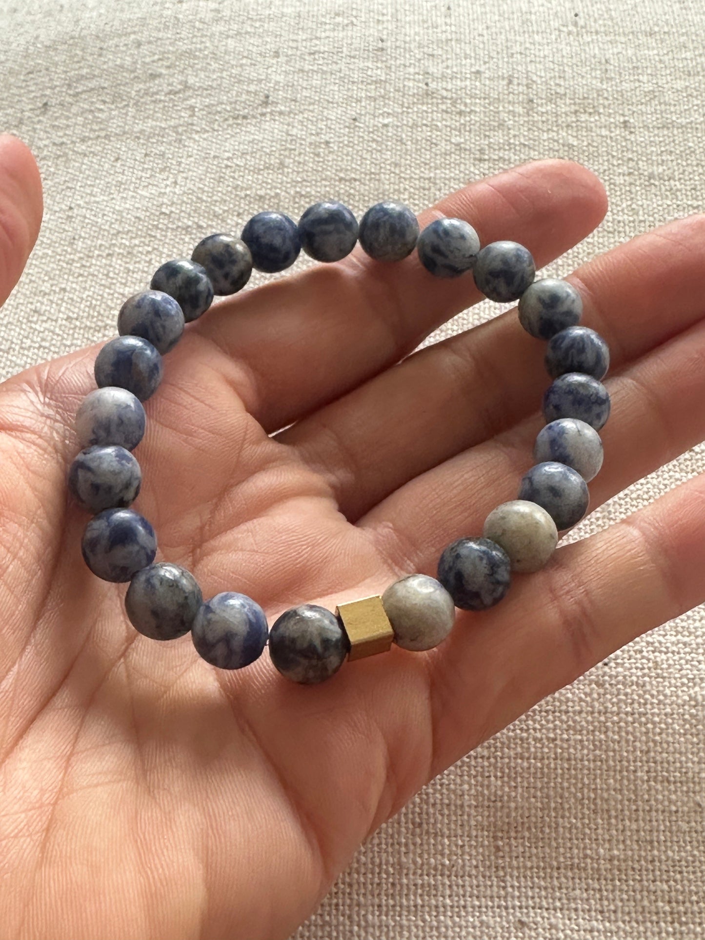 Sodalite bracelet Gold plated square