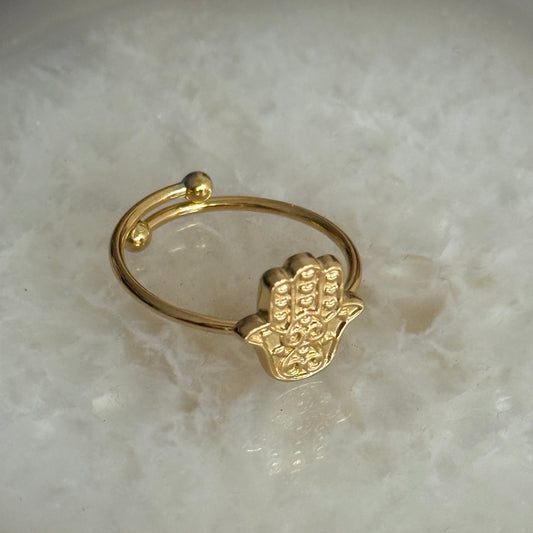 Caribe Hamsa Gold Ring