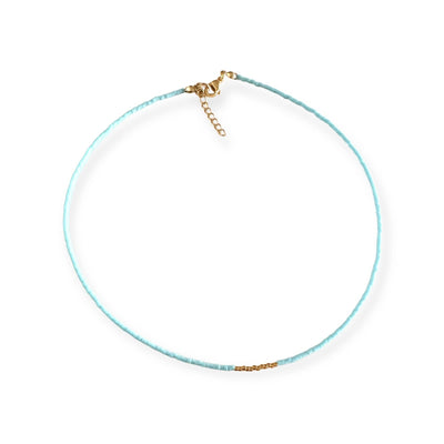 Miyuki Necklace - Sky Blue Gold