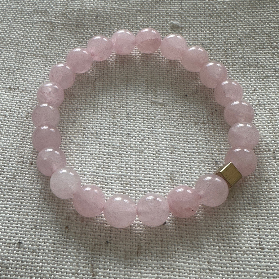 Rose quartz Bracelet Gold Square