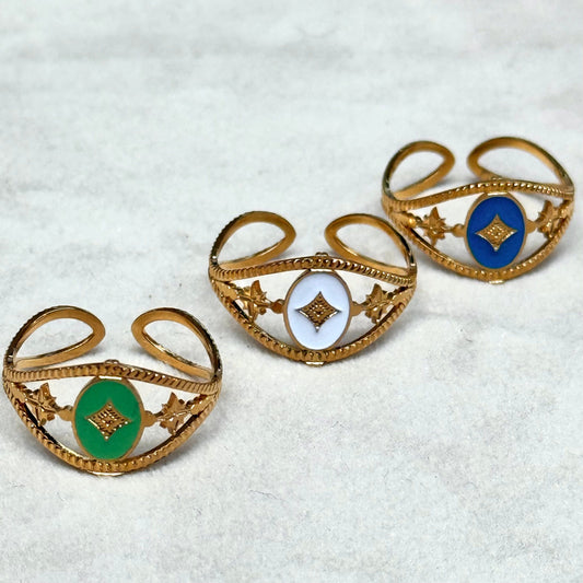 Cross Enamel Gold Ring