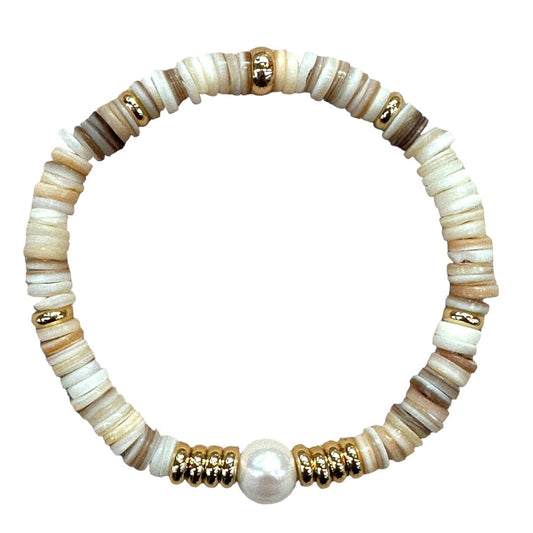 Sea shell Pearl bracelet heart gold plated 18k