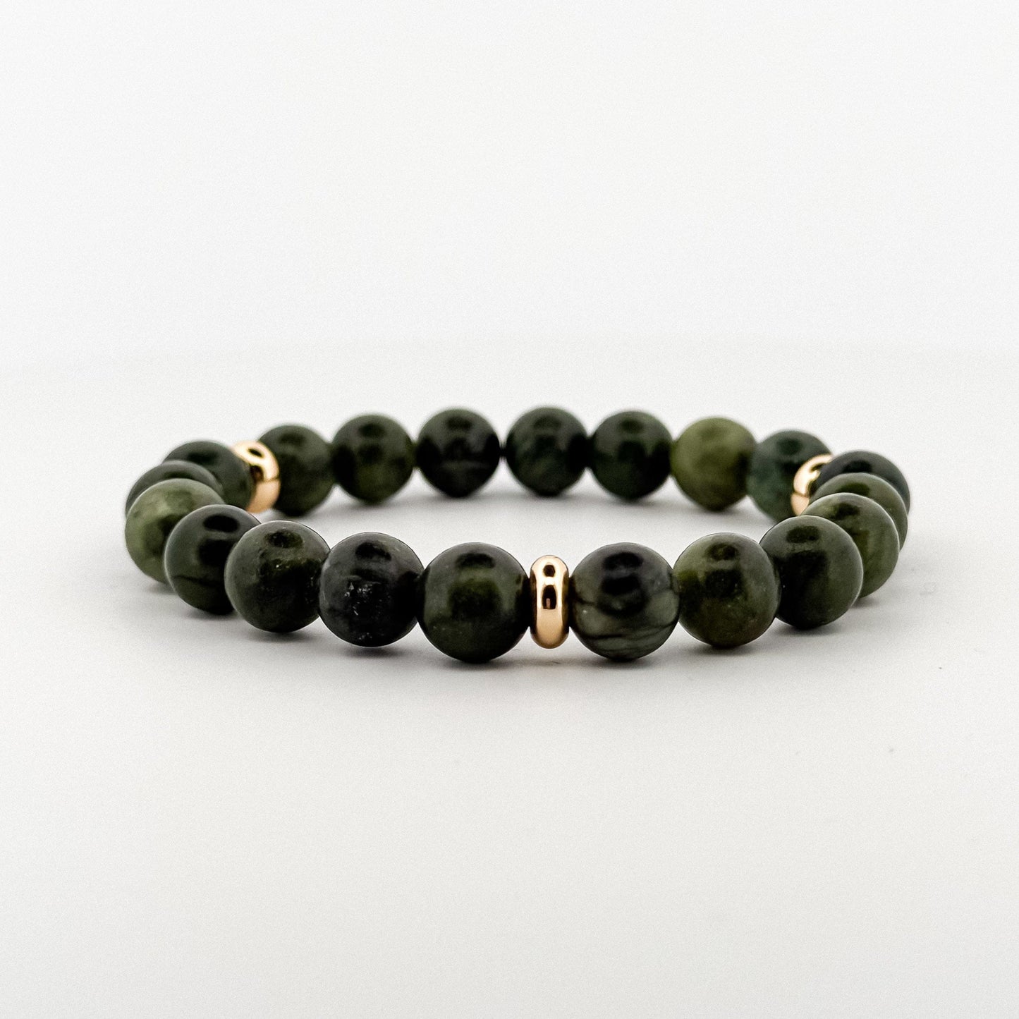 Taiwan Jade Bracelet Gold Disks 8mm