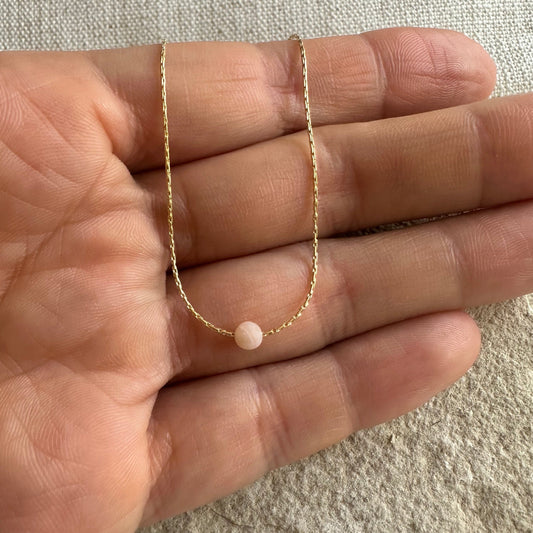 Pink Opal Gold Necklace (October's Birthstone)<br> Minimalist