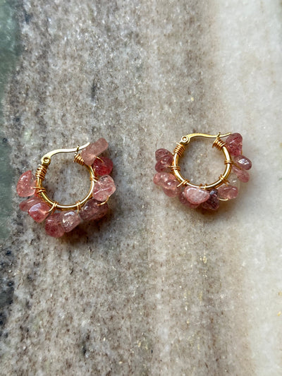 Flower Earrings Strawberry quartz | Mi Cielo London