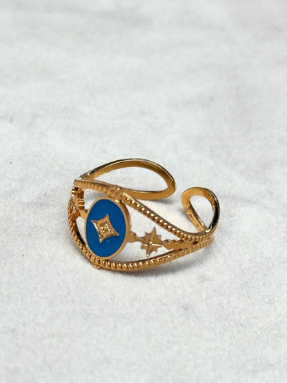 Cross Enamel Gold Ring