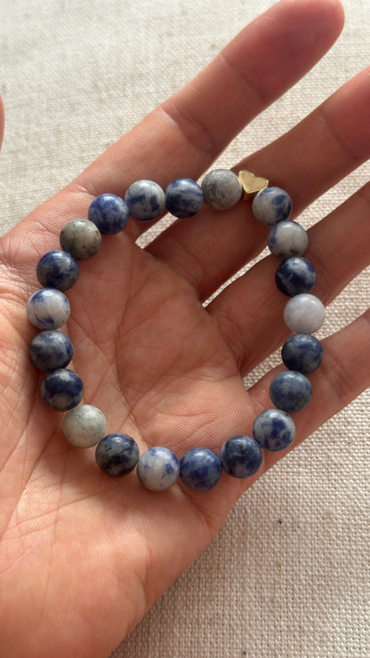 Sodalite bracelet Gold plated Heart