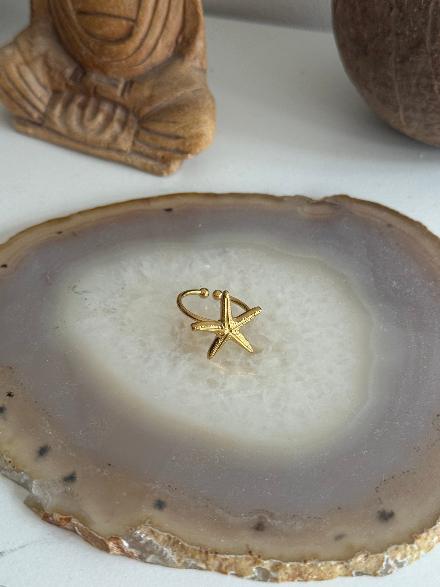 Starfish shell Gold Ring