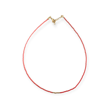 Miyuki Necklace - Red coral and Gold