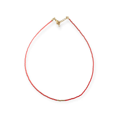 Miyuki Necklace - Red coral and Gold