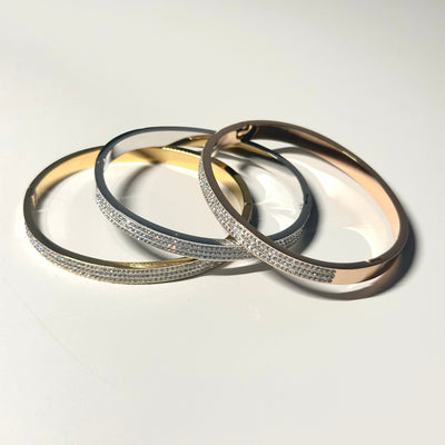 Andrea Gold, Silver, Rose Gold Bangle | Mi Cielo London