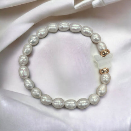 Pearl Butterfly bracelet gold plated 18k