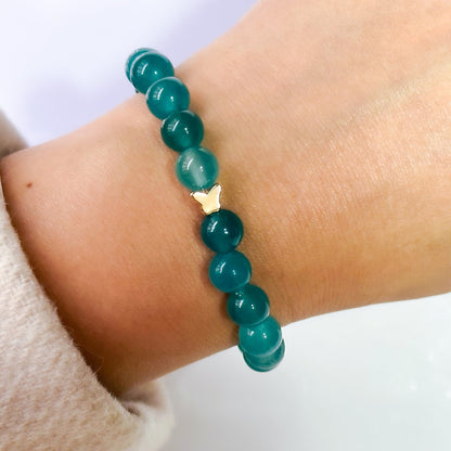Green Agate Bracelet Butterfly