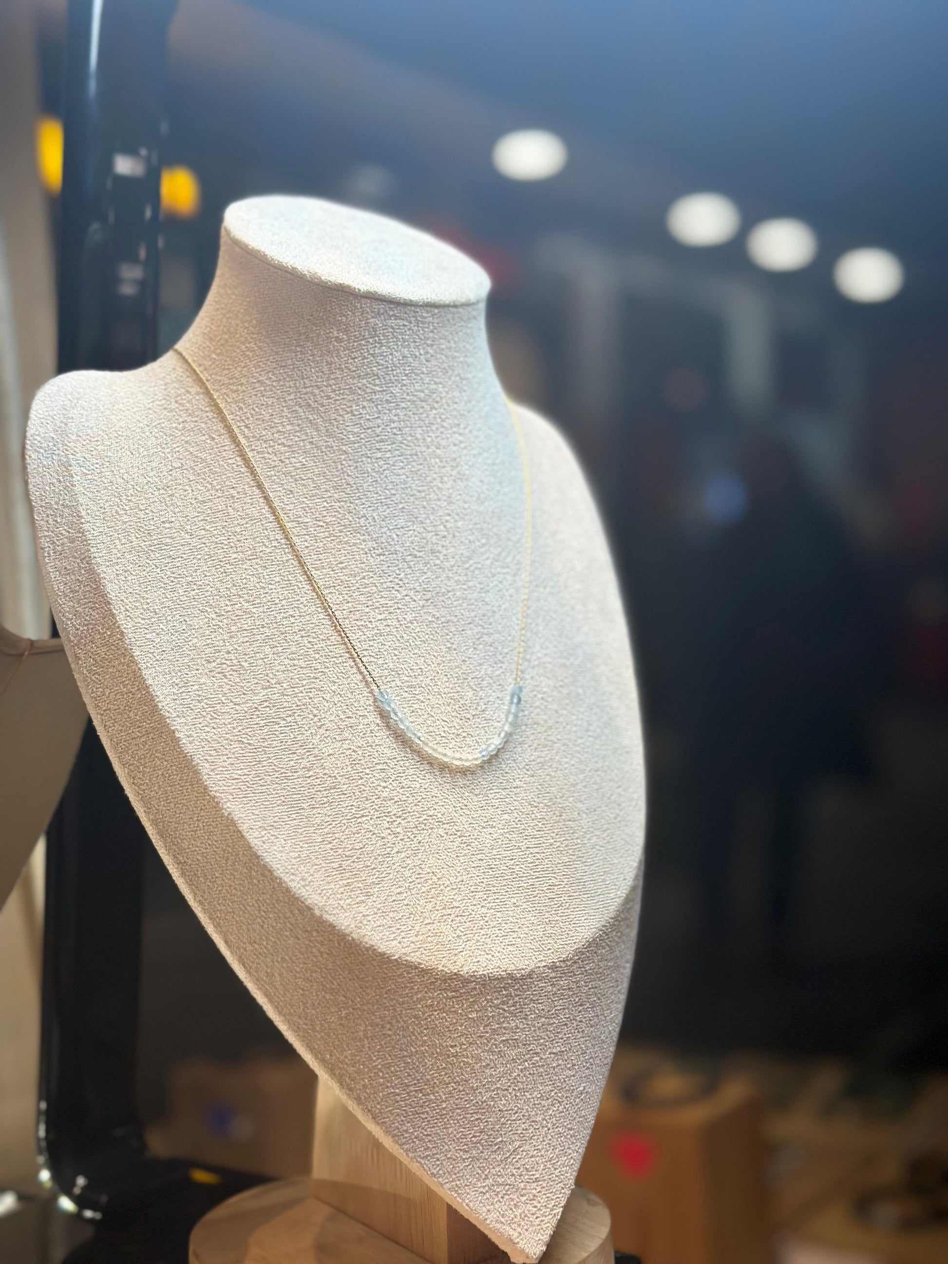 Natural Aquamarine Necklace gold filled 14k