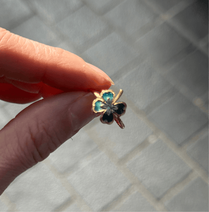 Blue Clover Enamel Gold Ring (4 Leaves)
