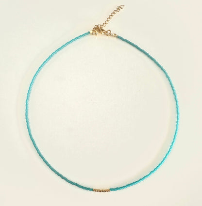 Miyuki Necklace - Sea Blue Gold